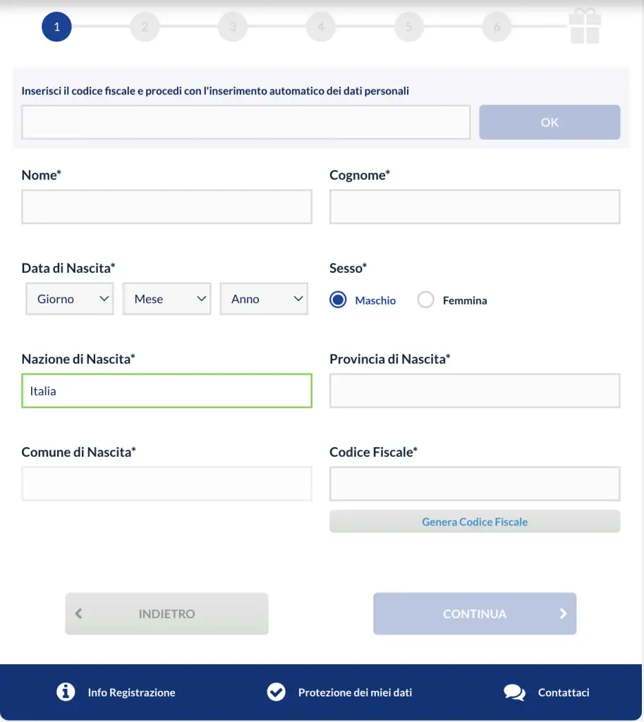 registrazione al Casino AdmiralBet